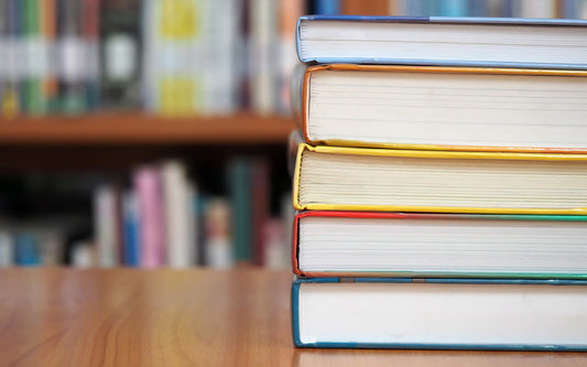Stack of books on a table