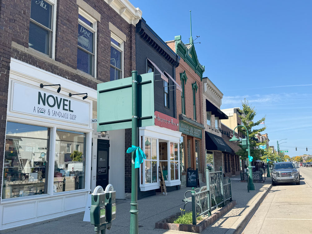 Novel and other shops in downtown Rochester, Michigan