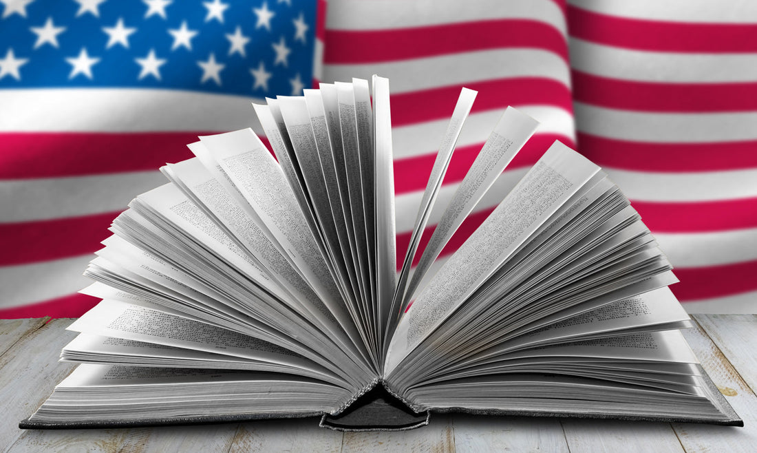 Book with American Flag background