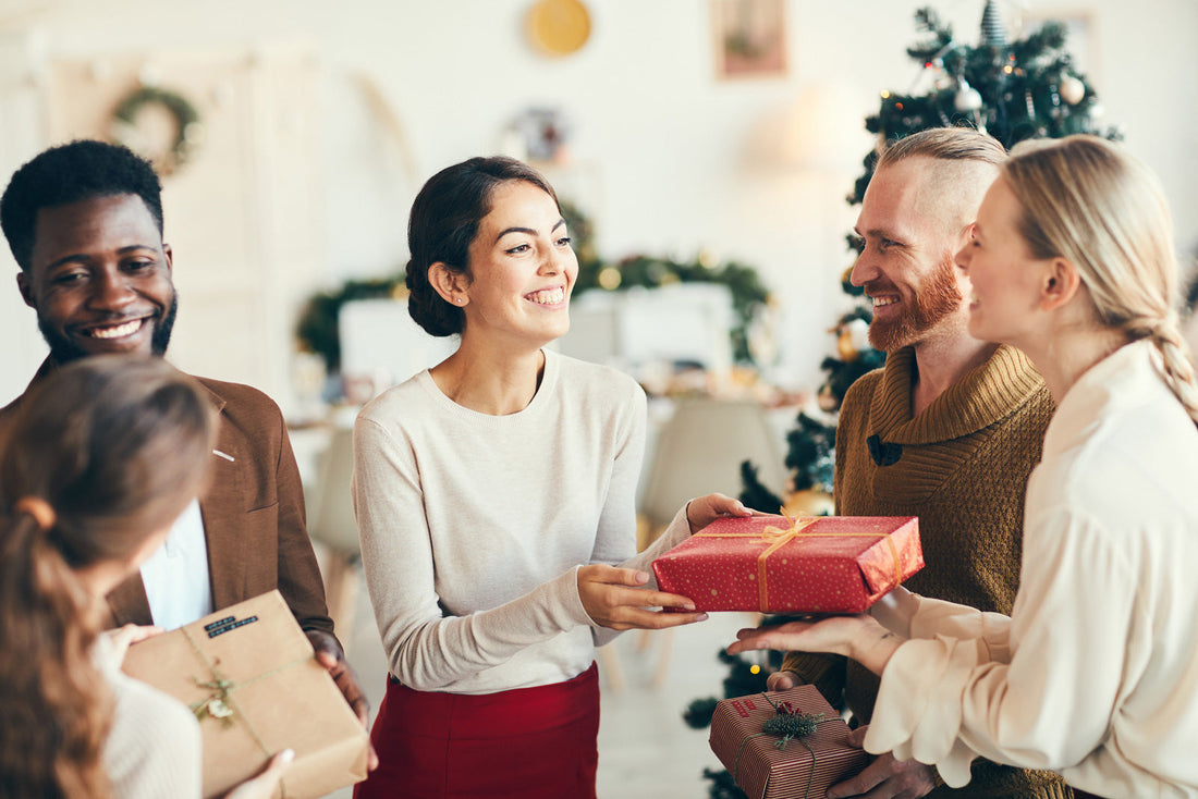 Friends gift each other books for Jolabokaflod holiday tradition