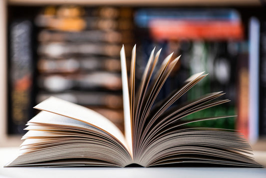 An open book on a table